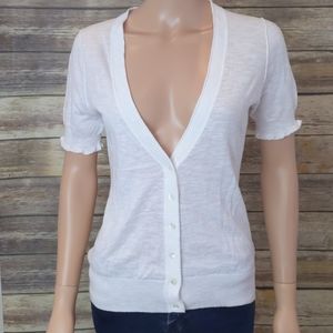 Banana Republic Short Sleeve White Cardigan NWT